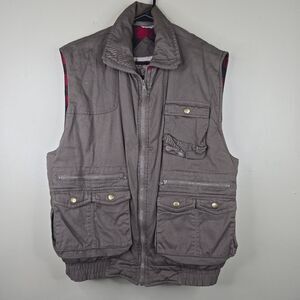 Ozark Trail vintage plaid fleece lined cargo pocket vest size M
